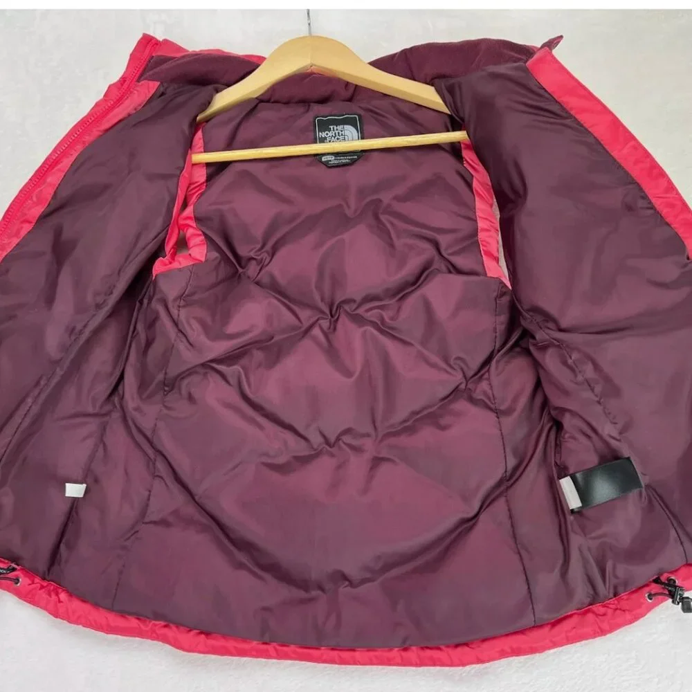 The North Face Bright Pink Vest 550 Goose Down Full Zip Insulated Quilted Winter - Picture 6 of 16
